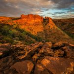 Historic Castle Australia - aerial view of rock cliffs under cloudy sky