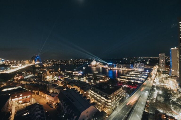 Australia Hotel - aerial photo of buildings at nighttime
