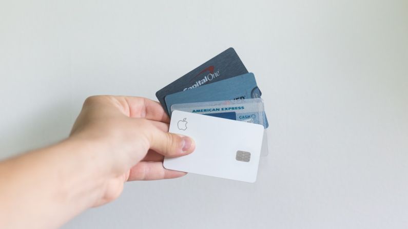 Credit Card - white and blue magnetic card